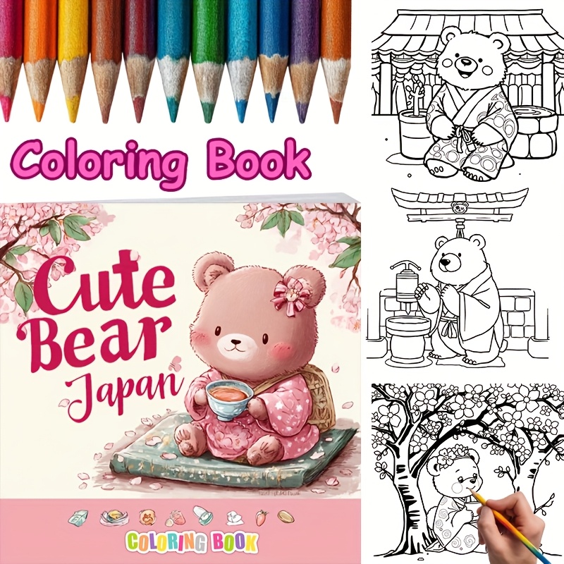 Adult Coloring Book Stress Relief - 28 páginas de urso fofo no