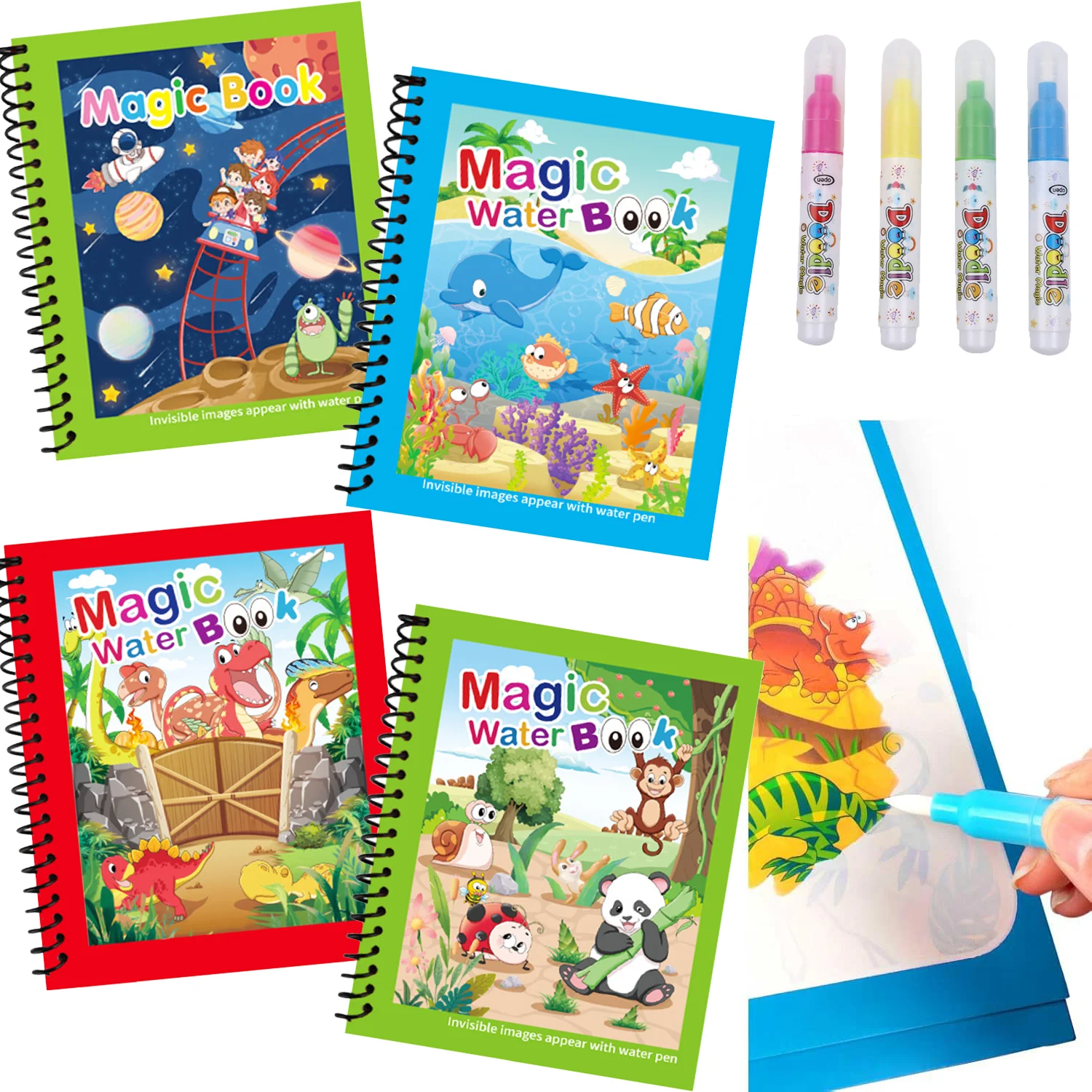 Reusable Water Magic Coloring Book - Livro Mágico de Pintura com Água