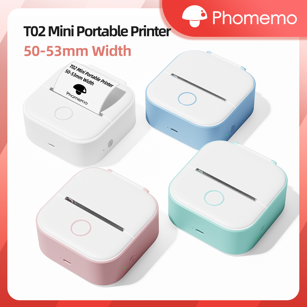 Mini Pocket Thermal Printer Paper Roll - Phomemo-T02 Impressora térmica de bolso sem