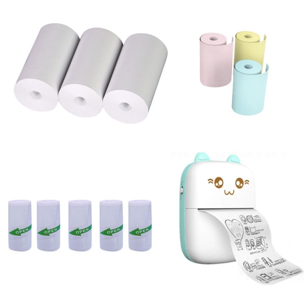 Mini Pocket Thermal Printer Paper Roll - 57x25mm papel térmico adesivo etiqueta papel