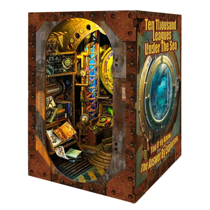 Diy Wooden Book Nook Kit Shelf Insert - Estante de Livros 'Dezenove Milhas Submersas'
