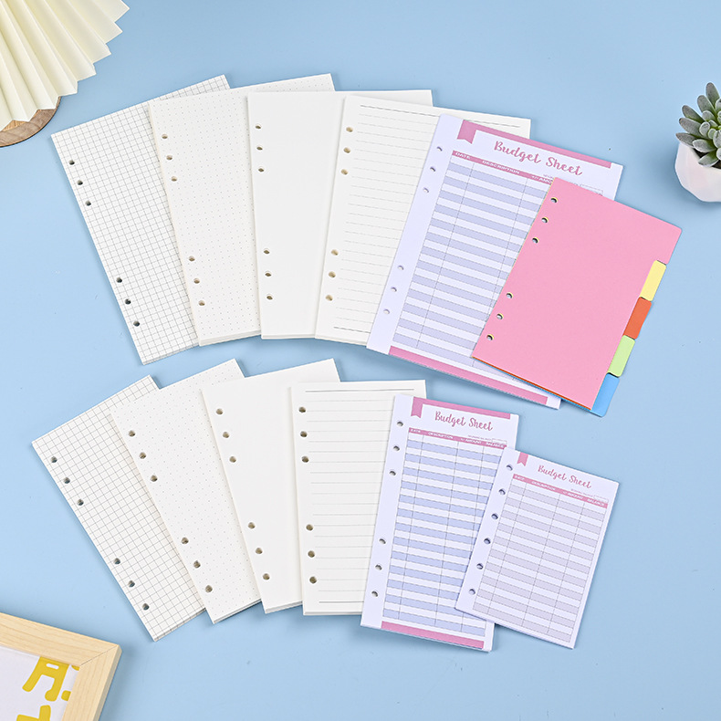 A5 Spiral Dotted Grid Notebook - A6 A5 Folha Solta Recarga de