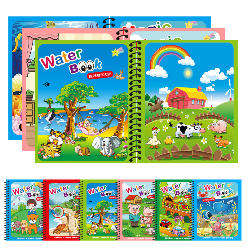 Reusable Water Magic Coloring Book - Montessori brinquedos reutilizáveis livro de colorir