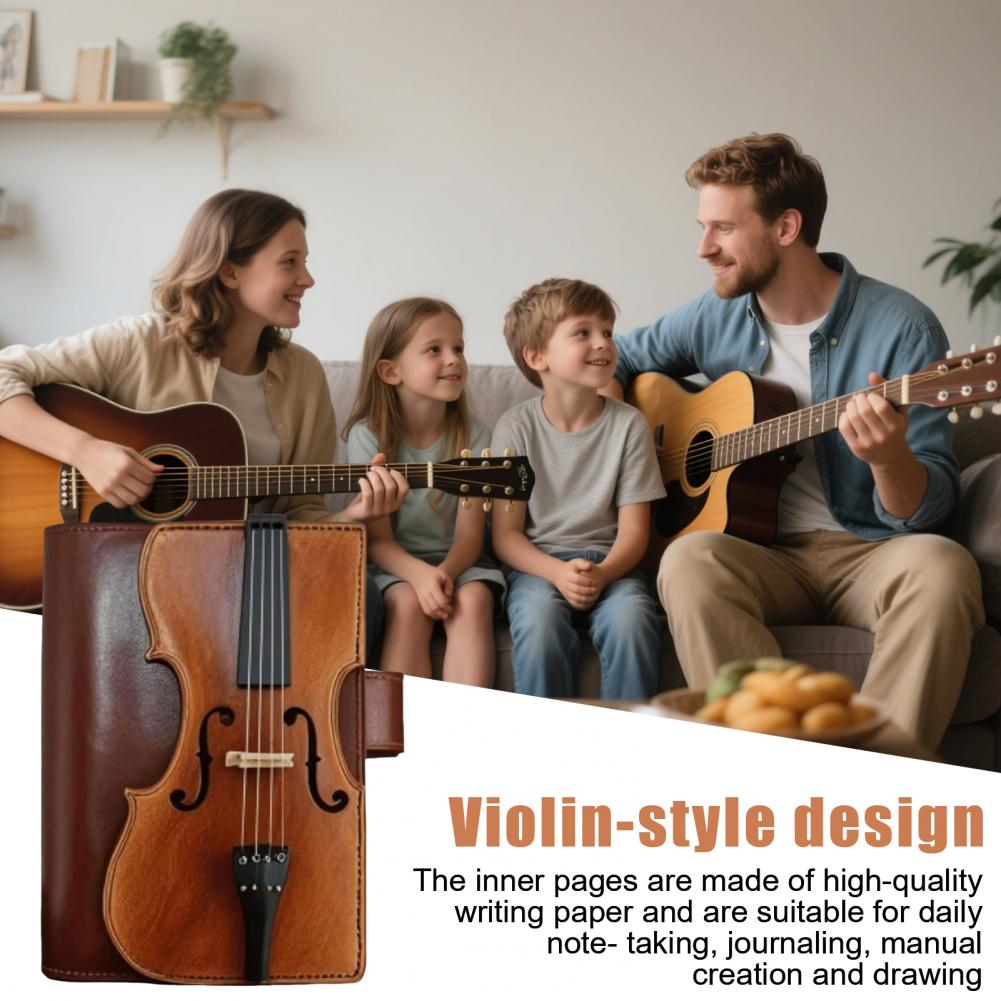 Vintage Leather Journal Notebook - Caderno companheiro elegante vintage violino caderno