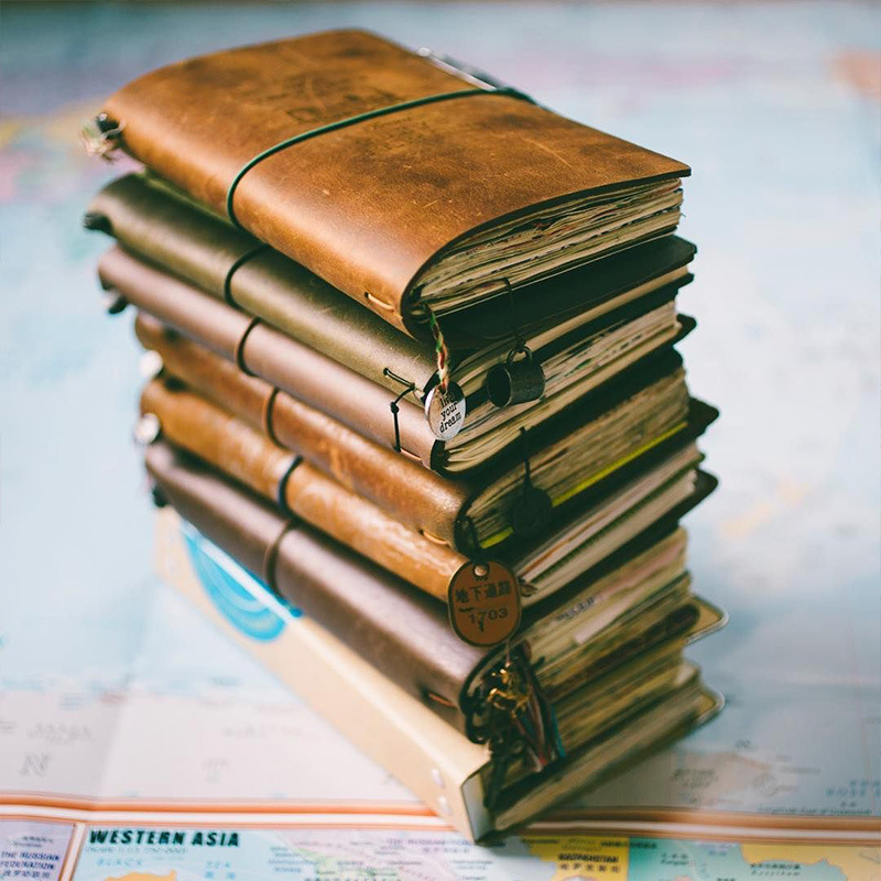 Vintage Leather Journal Notebook - Capa de couro retro com defeito