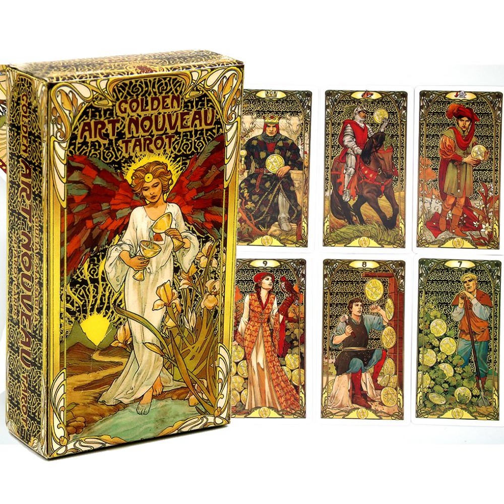 Tarot Deck With Guidebook - Baralho de Tarô Art Nouveau Dourado