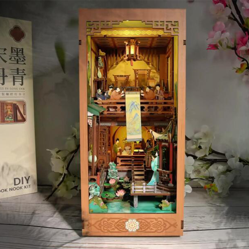 Diy Wooden Book Nook Kit Shelf Insert - Diy livro de madeira nook prateleira