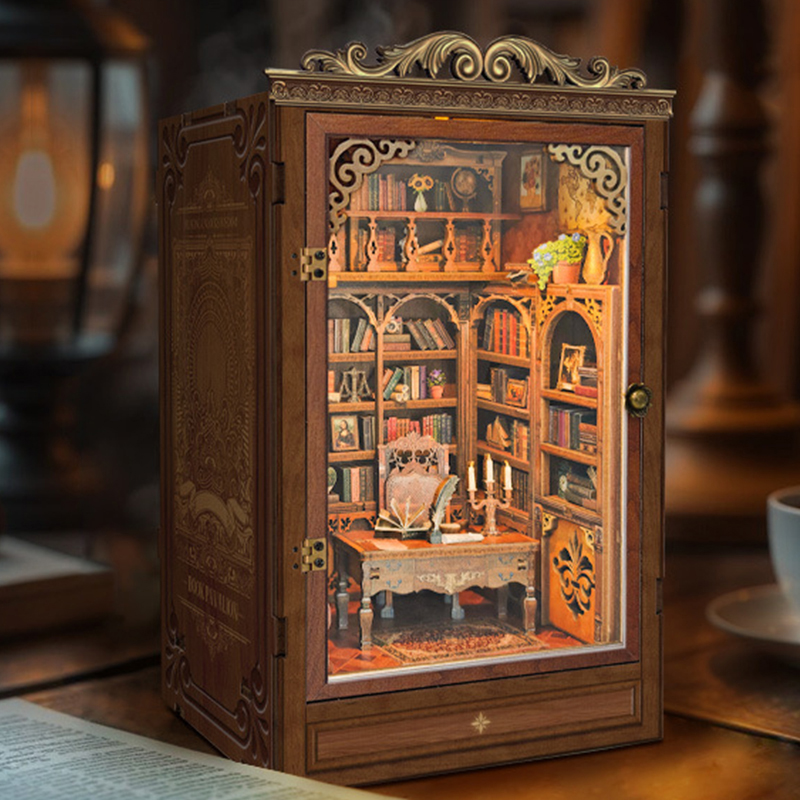 Diy Wooden Book Nook Kit Shelf Insert - Diy livro nook prateleira inserir tempo