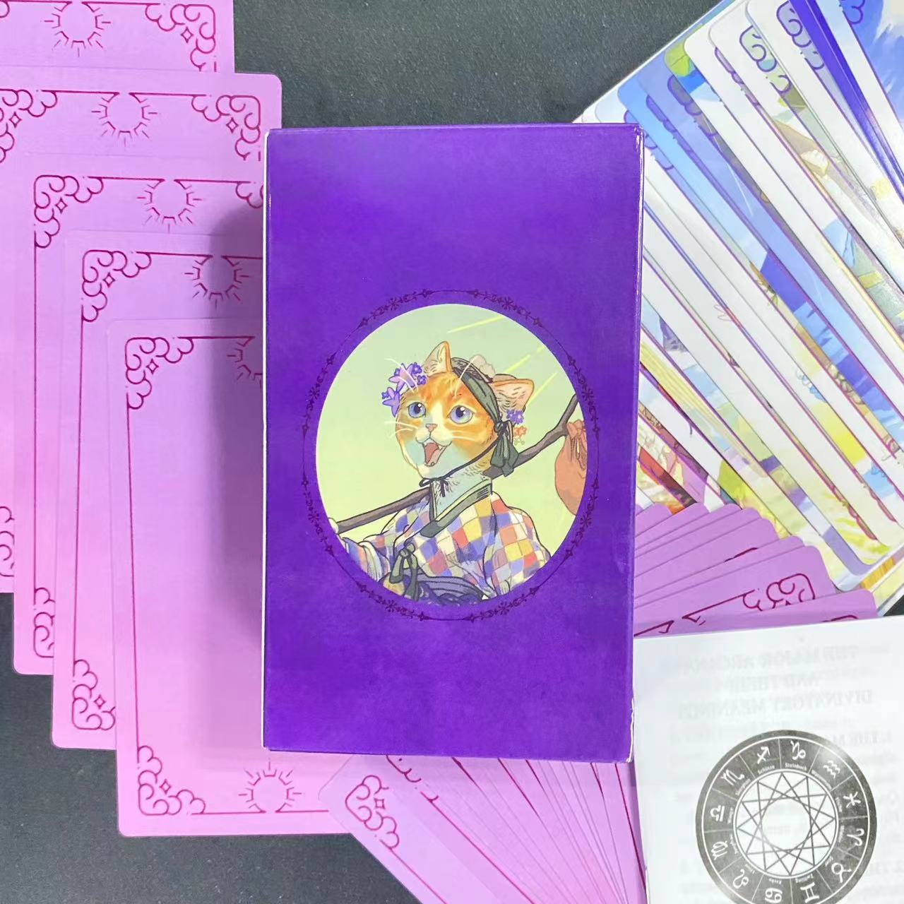 Tarot Deck With Guidebook - Baralho de tarô de gato roxo
