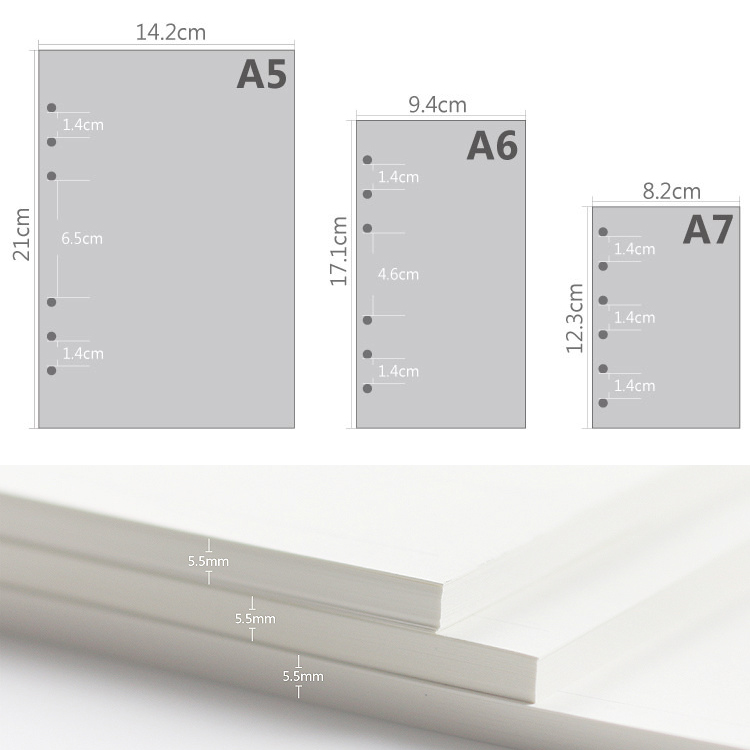 A5 Spiral Dotted Grid Notebook - Refil de Caderno de Folhas Soltas