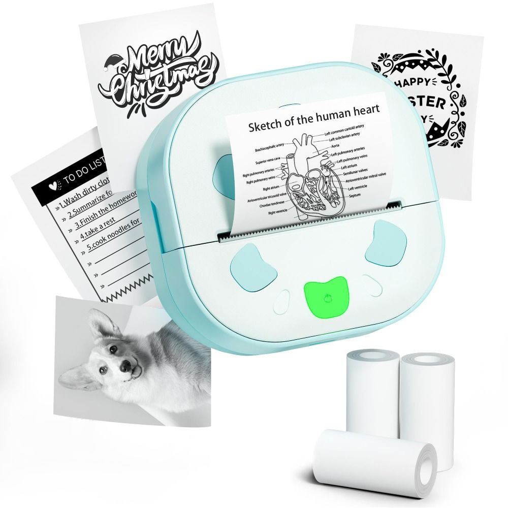 Mini Pocket Thermal Printer Paper Roll - Mini impressora de adesivos com 3