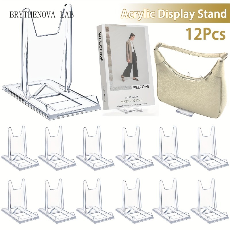 Clear Acrylic Book Stand Holder - 12 Peças Suporte de Exibição Transparente