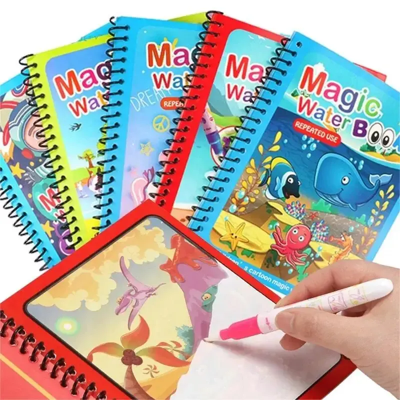 Reusable Water Magic Coloring Book - 1 livro + 1 caneta reutilizável