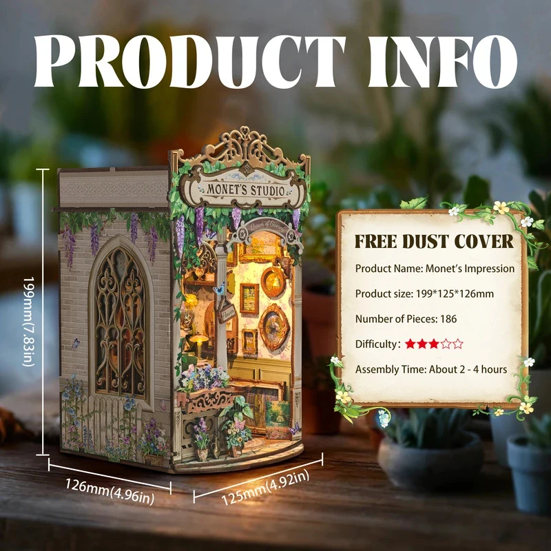 Kit de Modelo DIY de Estante d - Diy Wooden Book Nook Kit Shelf Insert avaliação e preço