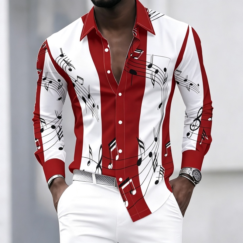 Camisa masculina com gola e es - Music avaliação e preço