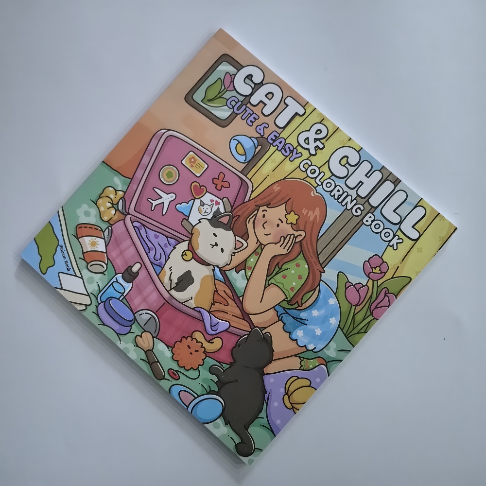 Gato e menina bonito livro de  - Adult Coloring Book Stress Relief avaliação e preço