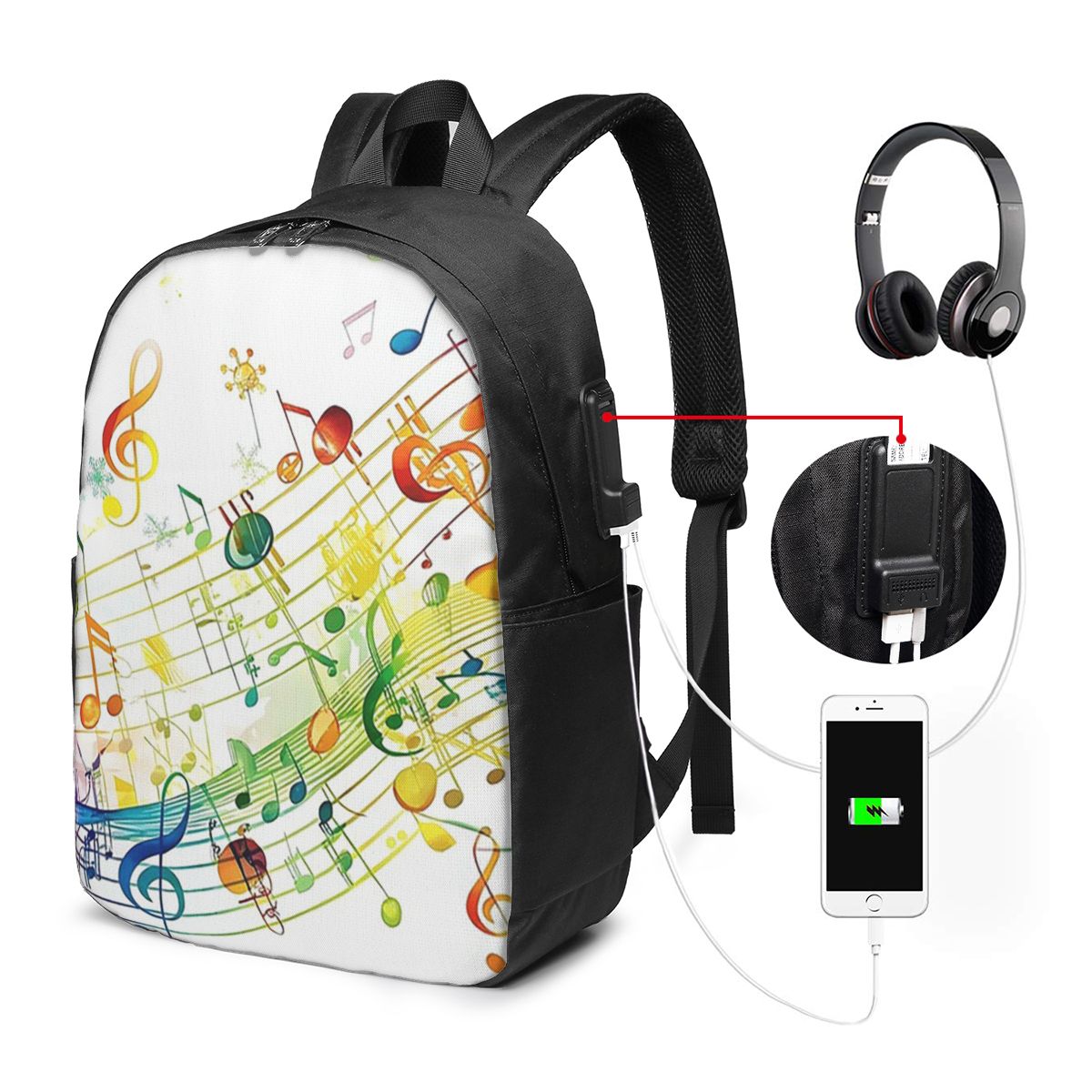 Mochila com estampa de teclas  - Music avaliação e preço