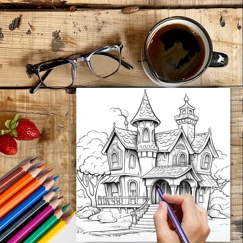 Livro de Colorir Casa Assombra - Adult Coloring Book Stress Relief avaliação e preço