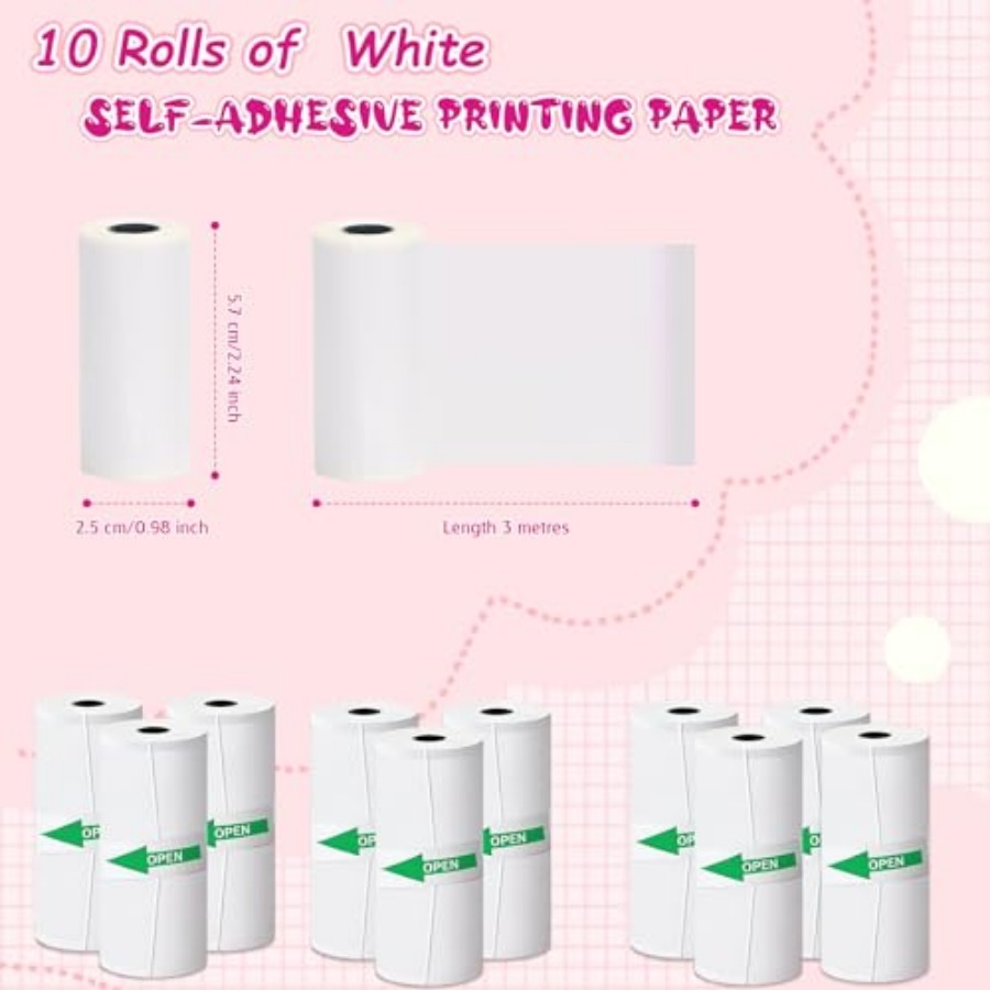 10 rolos de papel térmico para - Mini Pocket Thermal Printer Paper Roll avaliação e preço