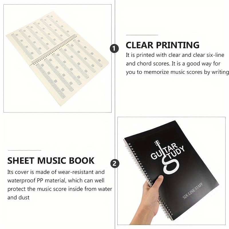 50 páginas guitarra tablatura  - Blank Sheet Music Notebook avaliação e preço