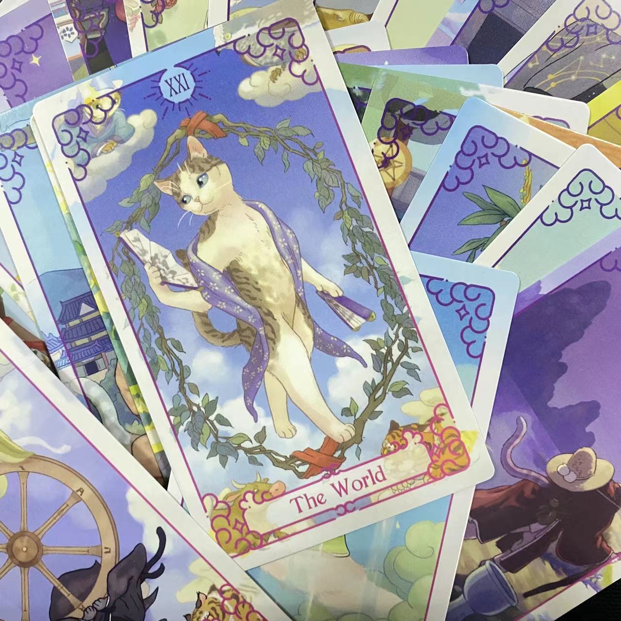 Baralho de tarô de gato roxo 1 - Tarot Deck With Guidebook avaliação e preço