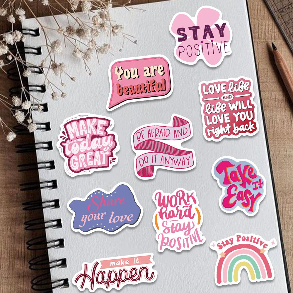 50 pçs rosa frase inspiradora  - Magazines avaliação e preço